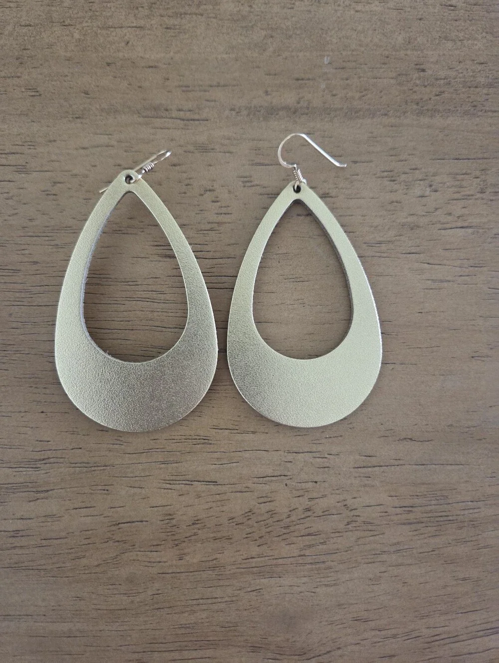 Nickel & Suede Gold Cutout Teardrops